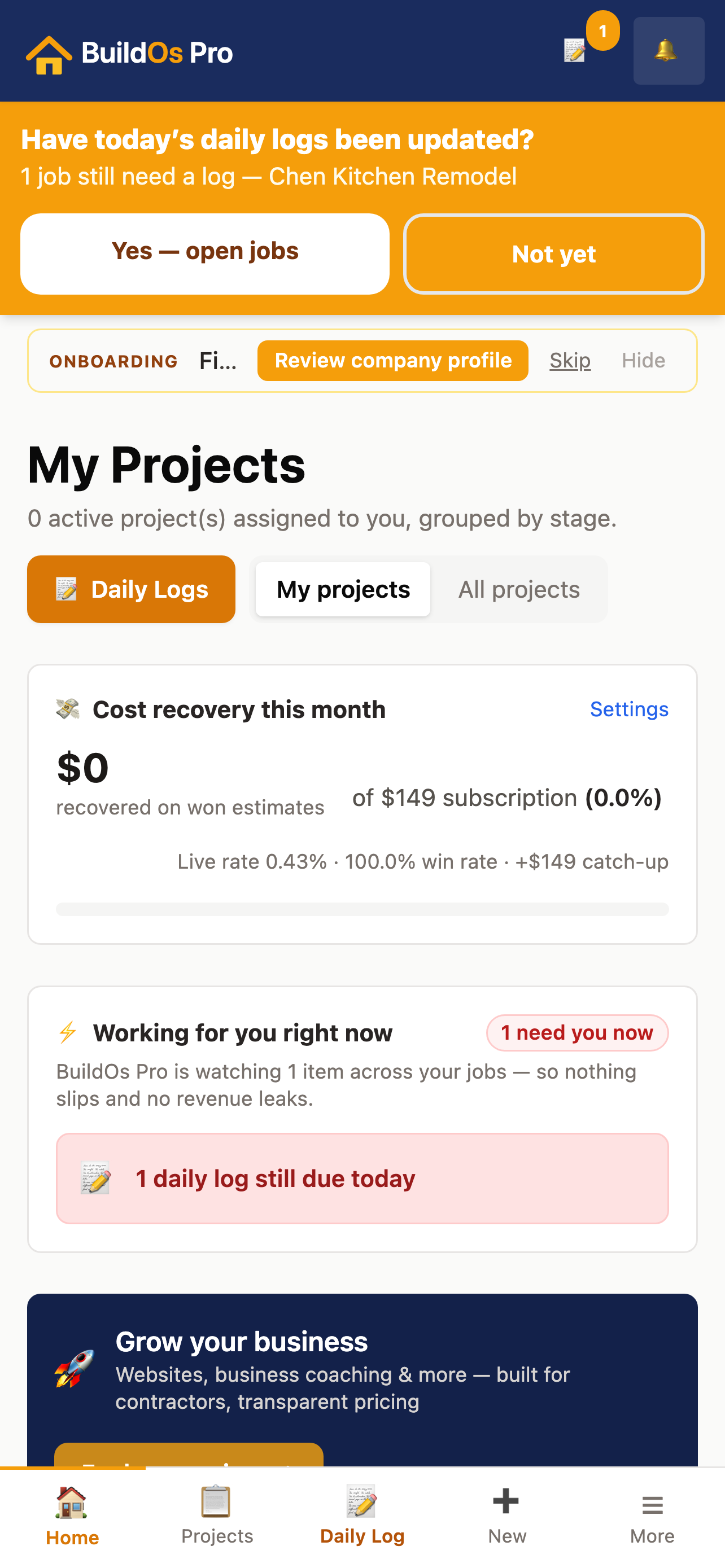 BuildOs Pro home