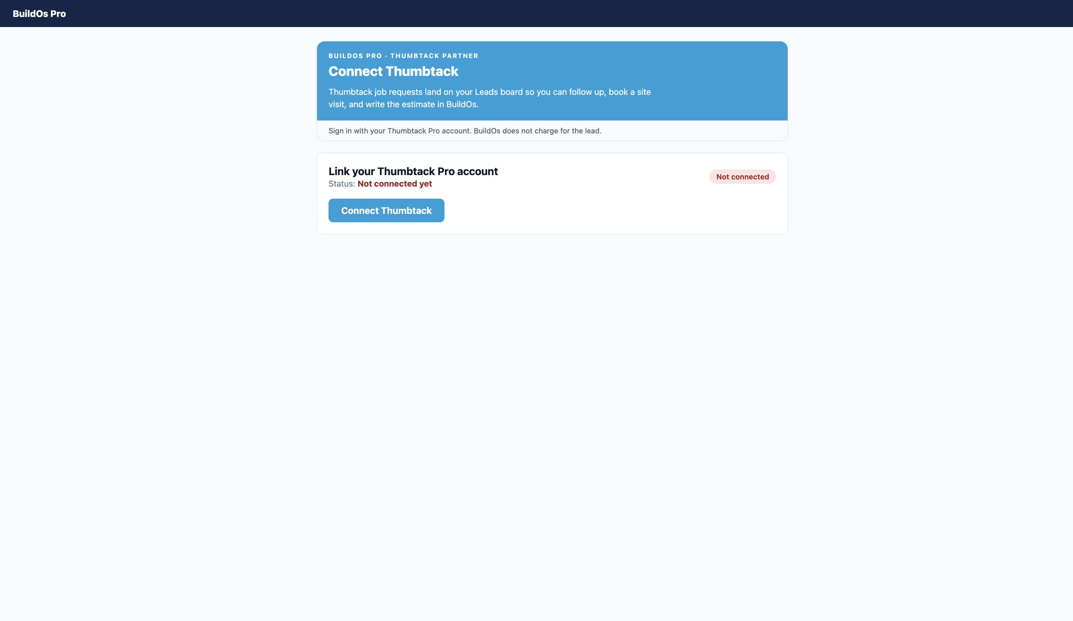 Connect Thumbtack before linking